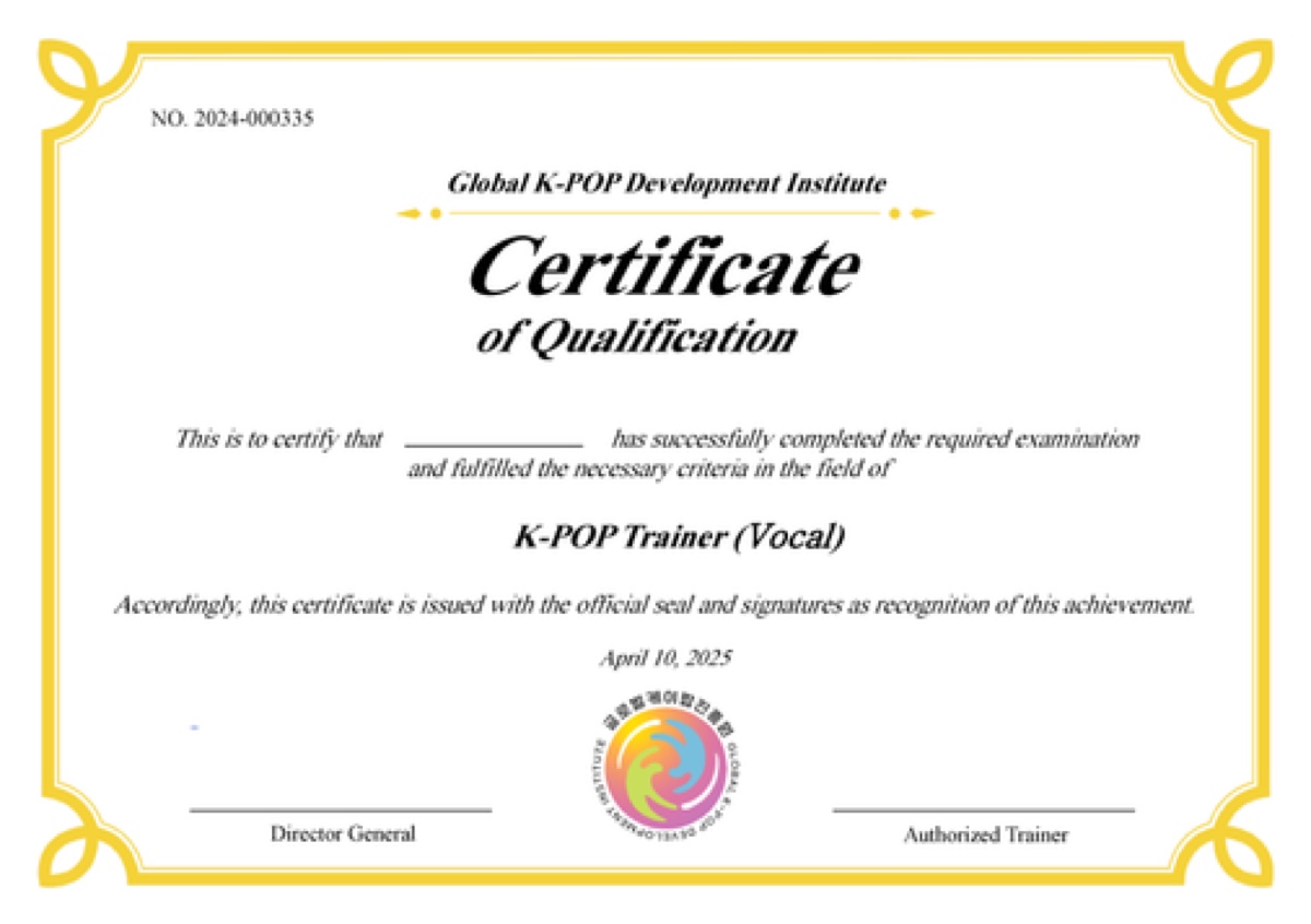 K-POP Trainer Vocal Certificate